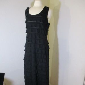 Raw Cut Flat Ruffle Tiered Maxi Dress Stretch XLP
